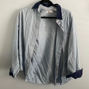 Oversized denim button up